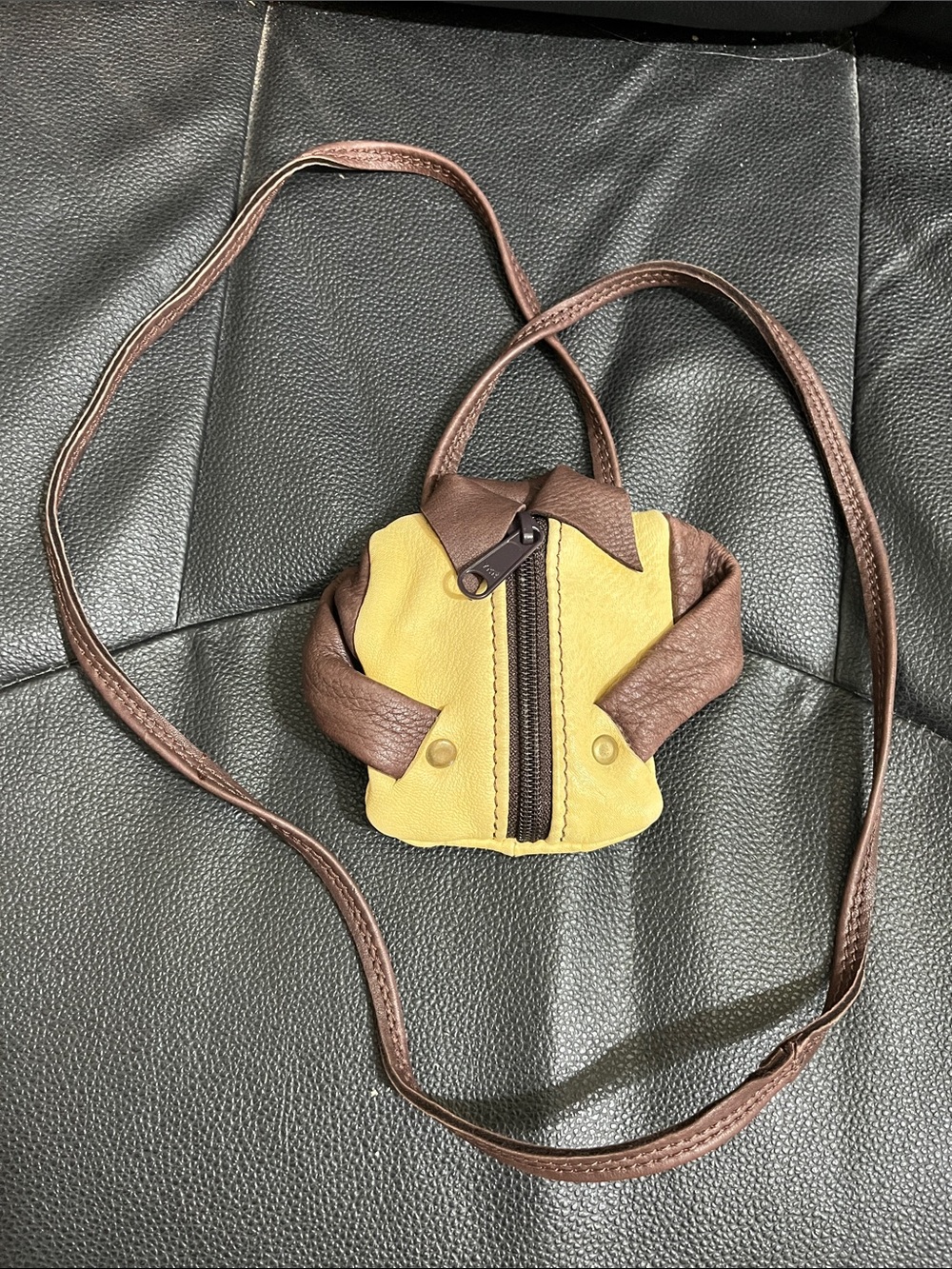 Vintage Raven Works Deerskin Mini Leather Jacket Crossbody Coin Purse